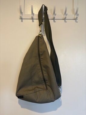 Logan+Lenora Olive Green Sling Bag with Adjustable and Removable Wide Strap